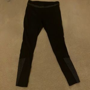 Black Athleta Leggings lined with Silver Stripes